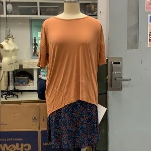 LuLaRoe Azure skirt (3xl) and Irma shirt (2xl).
